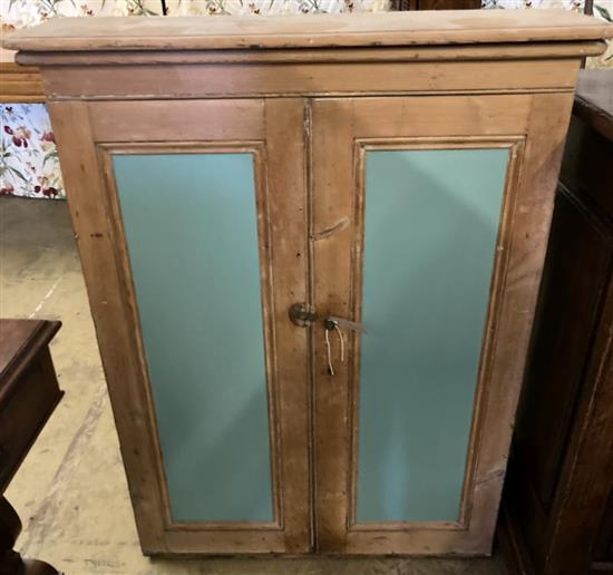 A Victorian painted pine cabinet, width 90cm, depth 27cm, height 110cm